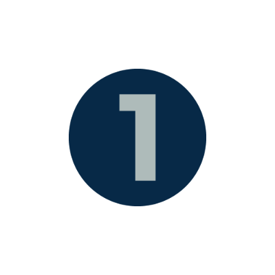 Blue circle with a gray number one in the center on a plain white background. Minimalist design with bold, modern typography.