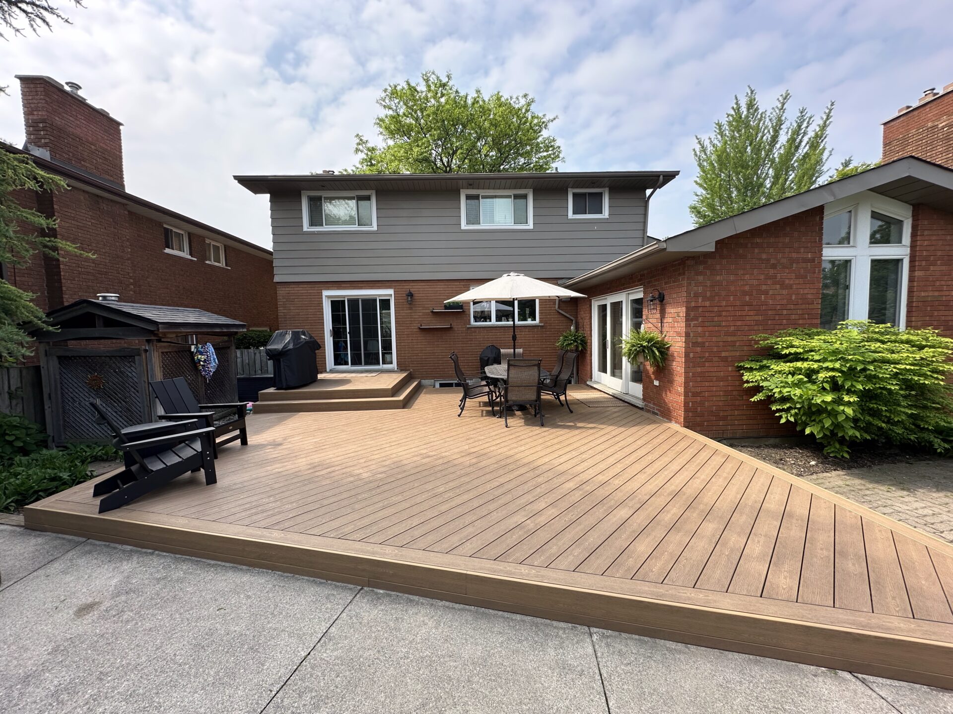 PVC deck with multiple levels.